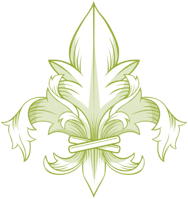 Fleur de Leaf Wellness logo – green and white fleur de leaf.